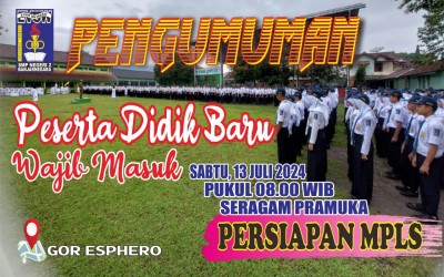 PENGUMUMAN BAGI PESERTA DIDIK BARU ESPHERO TAHUN PELAJARAN 2024/2025